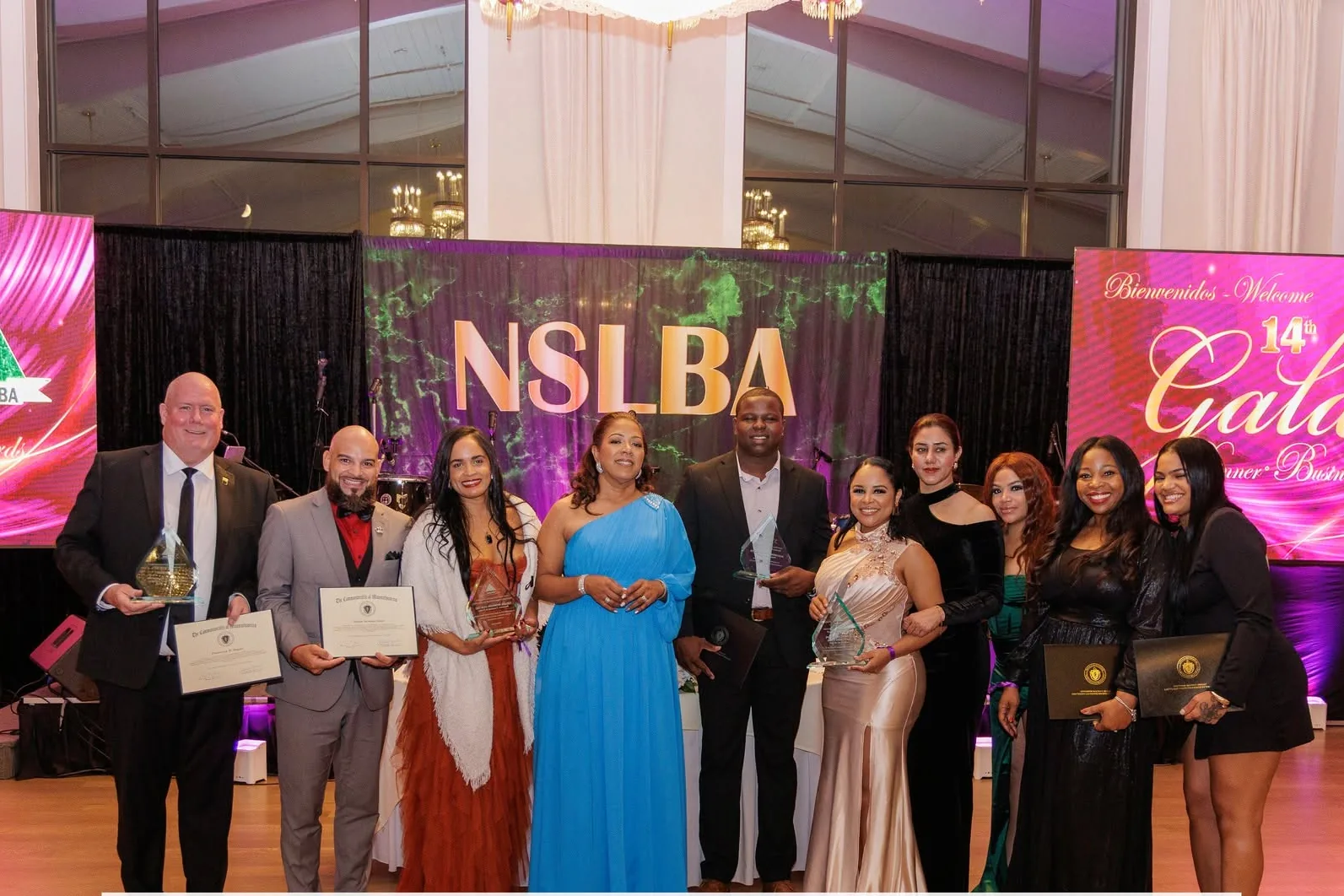Award recipients on stage at the NSLBA 14th Annual Gala